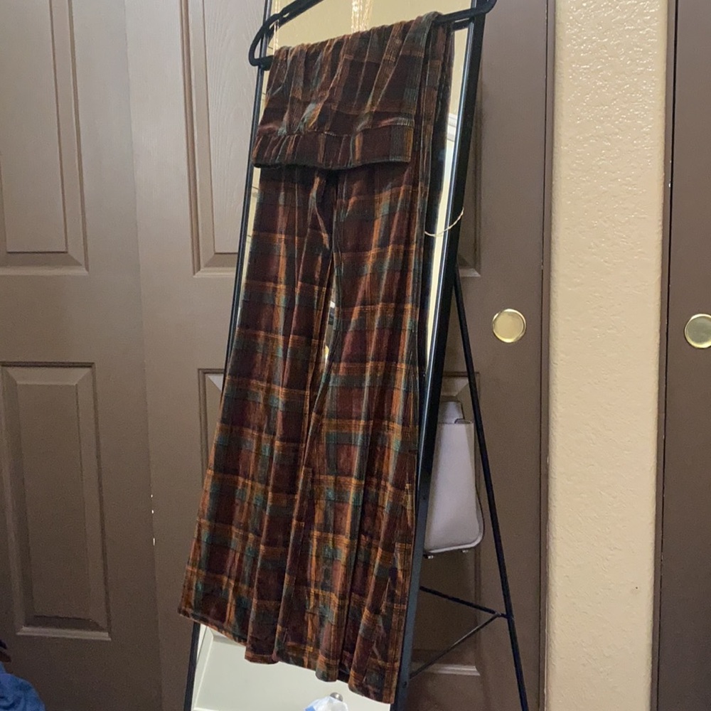 Velvet plaid flare pants from Zara